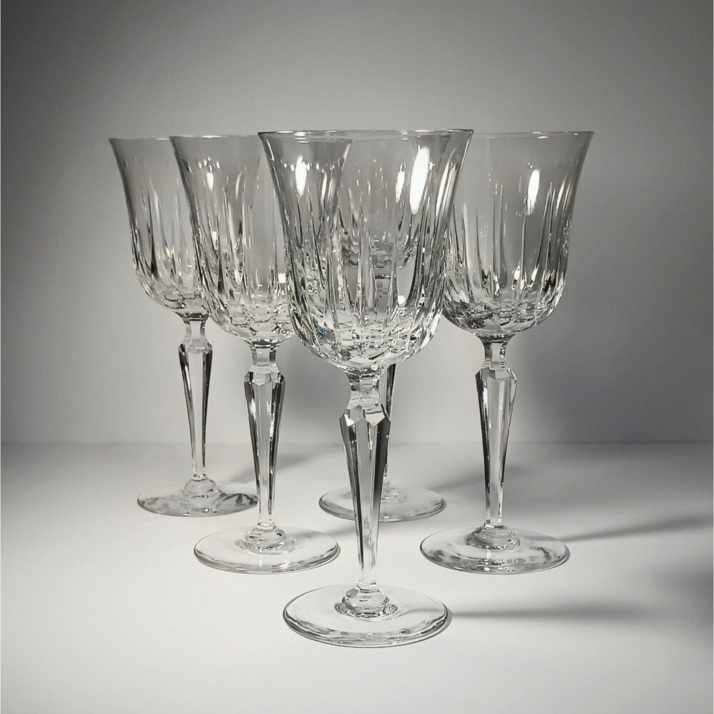 Wedgwood Crystal CORONET Water Gobleet EUC Set of 5 1988 Discontinued Retired